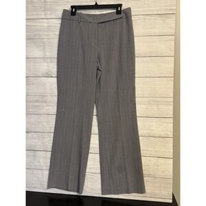 Worthington Women's Gray Pinstripe Dress Pants 10 Stretch Flat Front Wide Leg